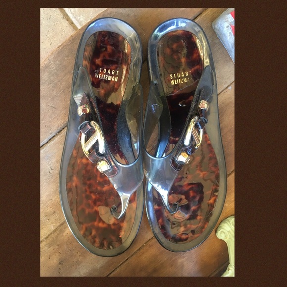 *Stuart Weitzman* Size 10. Tortoise jelly sandals. - Picture 2 of 7